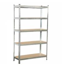Стеллаж металлический BOOMHOUSE (БУМХАУС) безболтовой, в1800*ш1050*г400мм, 5 полок МДФ, серебристый, 291413