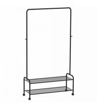 Вешалка для плечиков "Валенсия-32М", 1620х915х300 мм, 2 полки, передвижная, металл, черная, ВГВ32М Ч