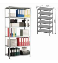 Стеллаж металлический ПРАКТИК "MS", 2000х1000х600 мм, 6 полок, MS 200/100х60/6